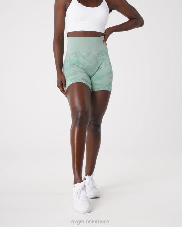 Fitness Frauen NVGTN 6J66442 Salbeigrün Nahtlose Camo-Shorts