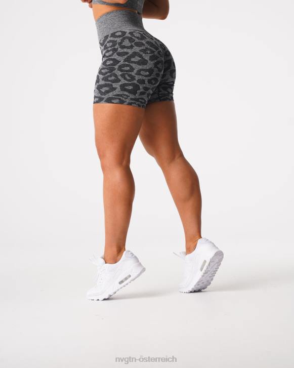 Fitness Frauen NVGTN 6J66467 schwarz gesprenkelt Nahtlose Shorts mit Leopardenmuster