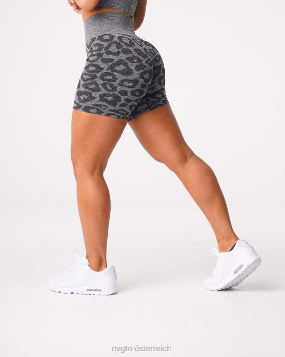 Fitness Frauen NVGTN 6J66467 schwarz gesprenkelt Nahtlose Shorts mit Leopardenmuster