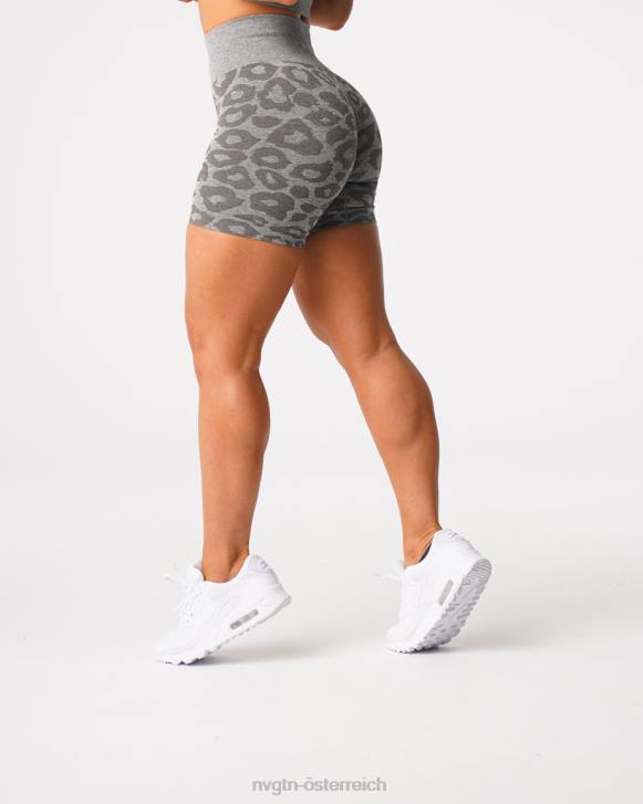 Fitness Frauen NVGTN 6J66468 Khakigrün Nahtlose Shorts mit Leopardenmuster