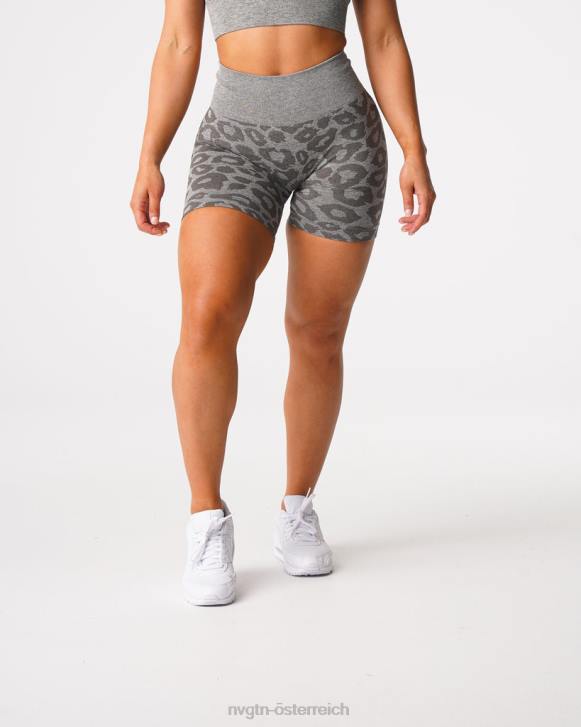 Fitness Frauen NVGTN 6J66468 Khakigrün Nahtlose Shorts mit Leopardenmuster