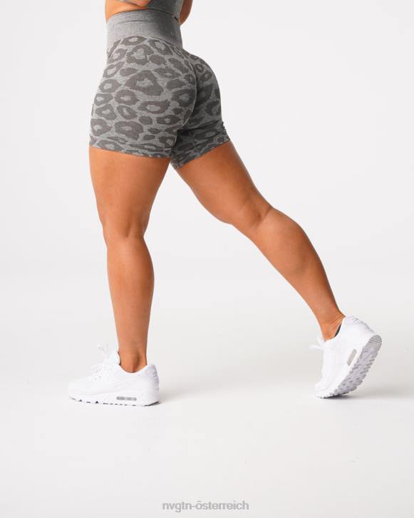Fitness Frauen NVGTN 6J66468 Khakigrün Nahtlose Shorts mit Leopardenmuster