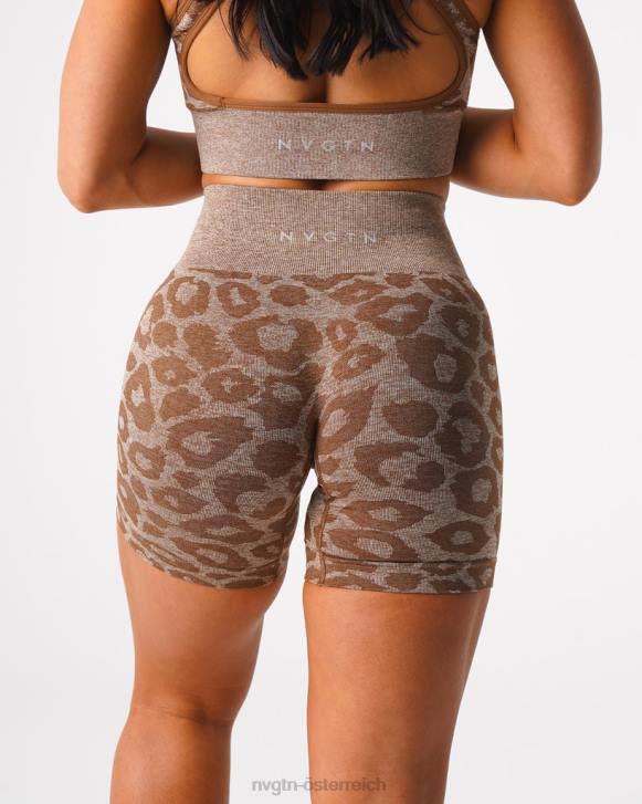 Fitness Frauen NVGTN 6J66469 Mokka Nahtlose Shorts mit Leopardenmuster