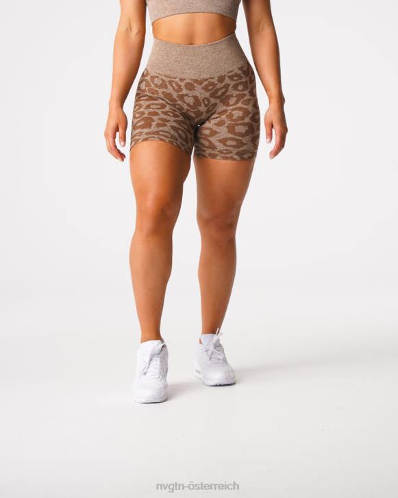 Fitness Frauen NVGTN 6J66469 Mokka Nahtlose Shorts mit Leopardenmuster