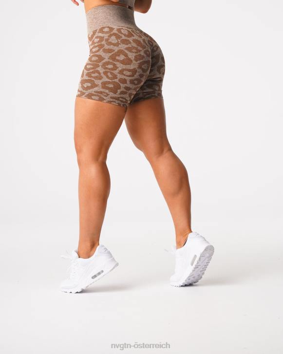 Fitness Frauen NVGTN 6J66469 Mokka Nahtlose Shorts mit Leopardenmuster
