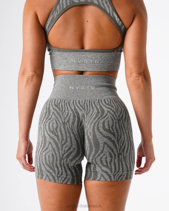 Fitness Frauen NVGTN 6J66471 Khakigrün Nahtlose Zebra-Shorts