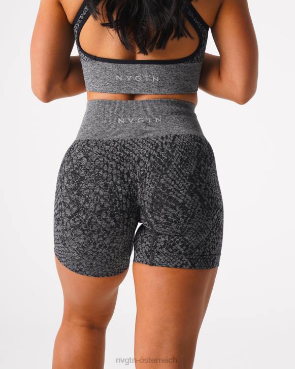 Fitness Frauen NVGTN 6J66473 schwarz gesprenkelt Nahtlose Shorts aus Schlangenleder