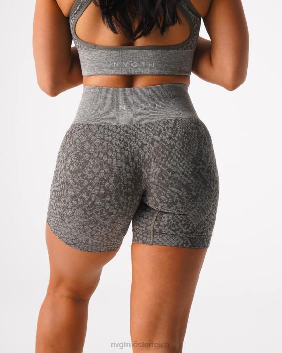 Fitness Frauen NVGTN 6J66474 Khakigrün Nahtlose Shorts aus Schlangenleder