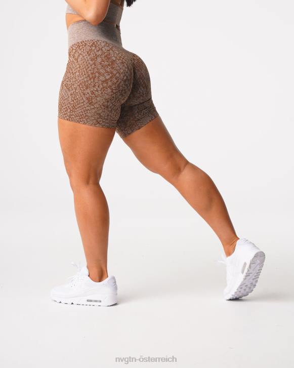 Fitness Frauen NVGTN 6J66475 Mokka Nahtlose Shorts aus Schlangenleder