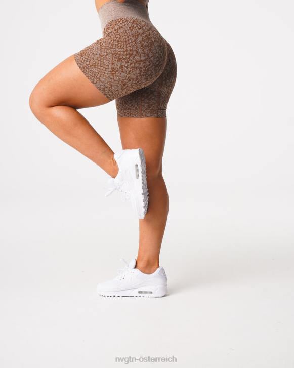 Fitness Frauen NVGTN 6J66475 Mokka Nahtlose Shorts aus Schlangenleder
