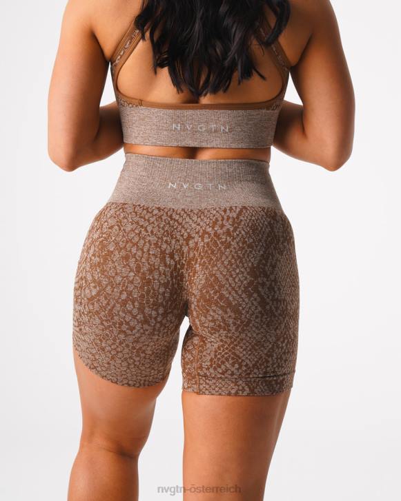 Fitness Frauen NVGTN 6J66475 Mokka Nahtlose Shorts aus Schlangenleder