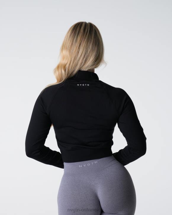 Fitness Frauen NVGTN 6J66111 Schwarz göttlicher nahtloser Reißverschluss