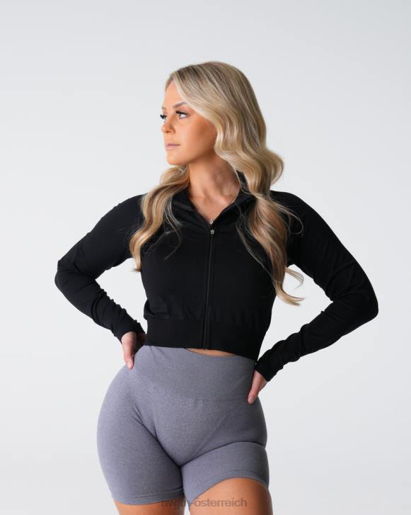 Fitness Frauen NVGTN 6J66111 Schwarz göttlicher nahtloser Reißverschluss