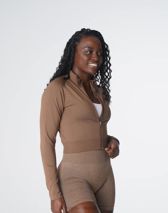 Fitness Frauen NVGTN 6J66113 Mokka göttlicher nahtloser Reißverschluss