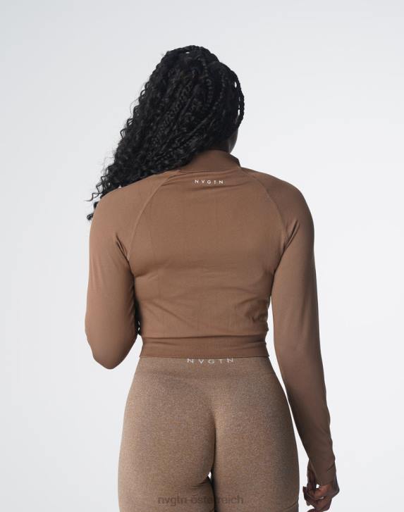 Fitness Frauen NVGTN 6J66113 Mokka göttlicher nahtloser Reißverschluss