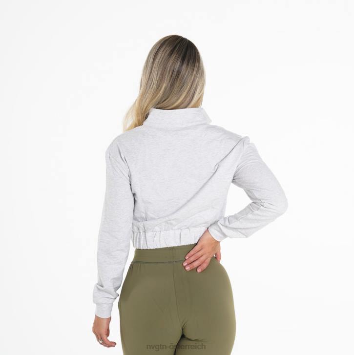 Fitness Frauen NVGTN 6J66259 hellgrau Power-Pullover mit kurzem Schnitt