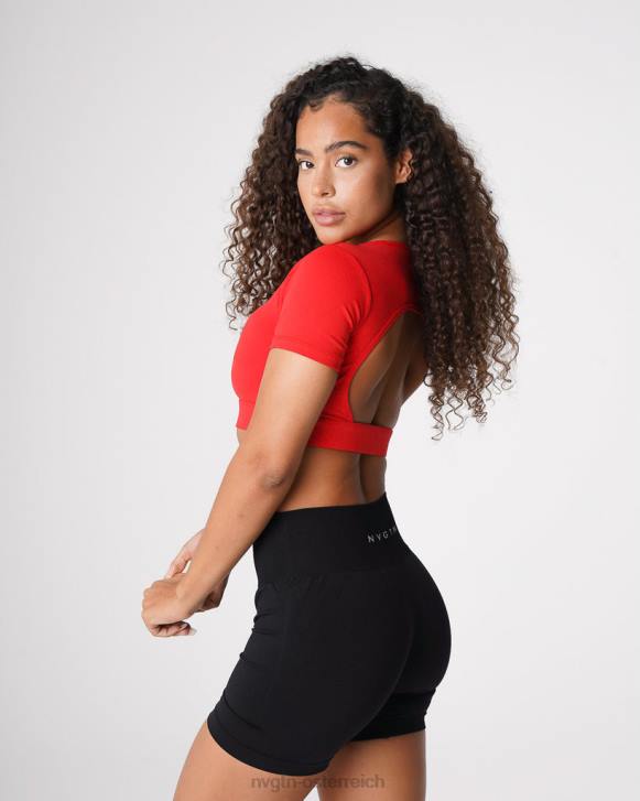 Fitness Frauen NVGTN 6J66224 Scharlach T-Shirt mit offenem Rücken