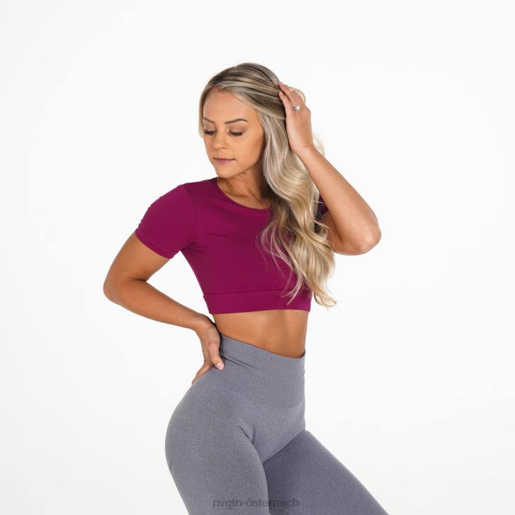 Fitness Frauen NVGTN 6J66234 Beere T-Shirt mit offenem Rücken