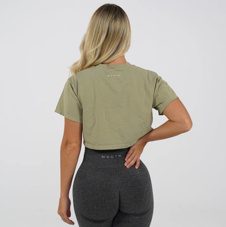 Fitness Frauen NVGTN 6J66308 Armeegrün Alltags-T-Shirt