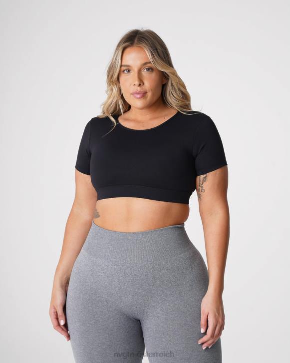 Fitness Frauen NVGTN 6J6677 Schwarz T-Shirt mit offenem Rücken
