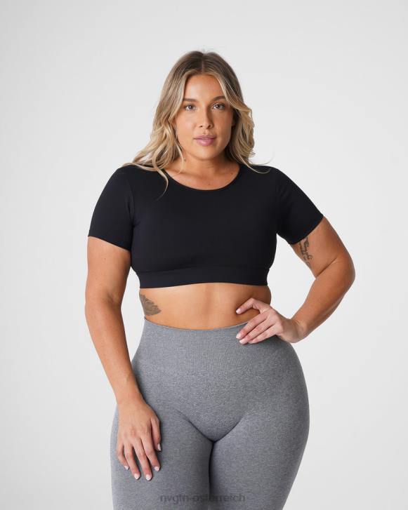 Fitness Frauen NVGTN 6J6677 Schwarz T-Shirt mit offenem Rücken