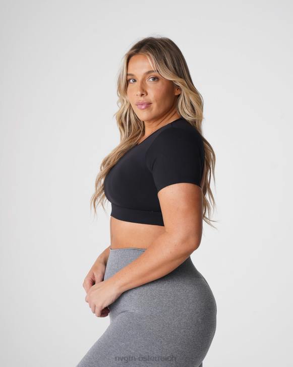 Fitness Frauen NVGTN 6J6677 Schwarz T-Shirt mit offenem Rücken