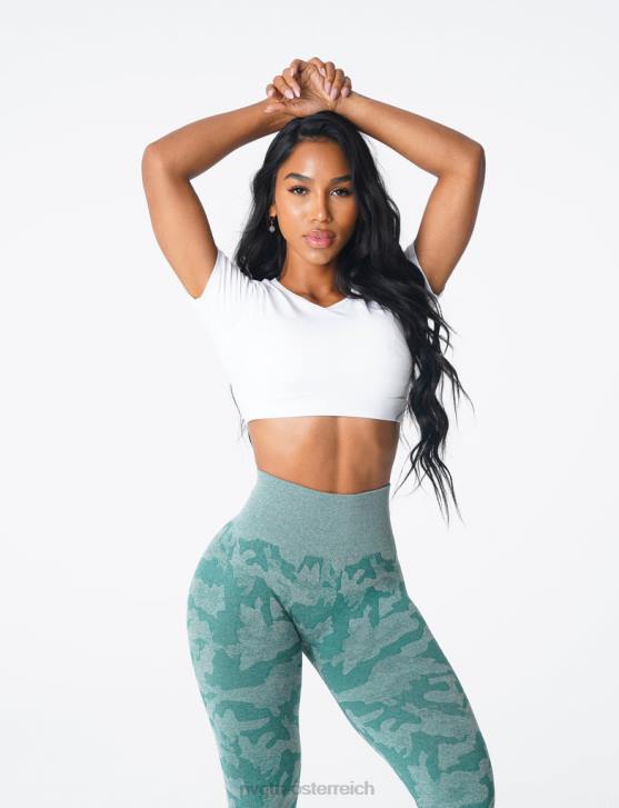 Fitness Frauen NVGTN 6J6678 Weiß T-Shirt mit offenem Rücken