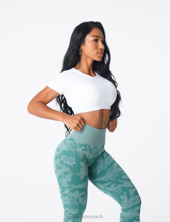 Fitness Frauen NVGTN 6J6678 Weiß T-Shirt mit offenem Rücken