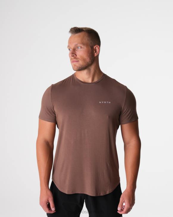 Spitzen Männer NVGTN 6J66762 Mokka T-Shirt mit technischer Passform